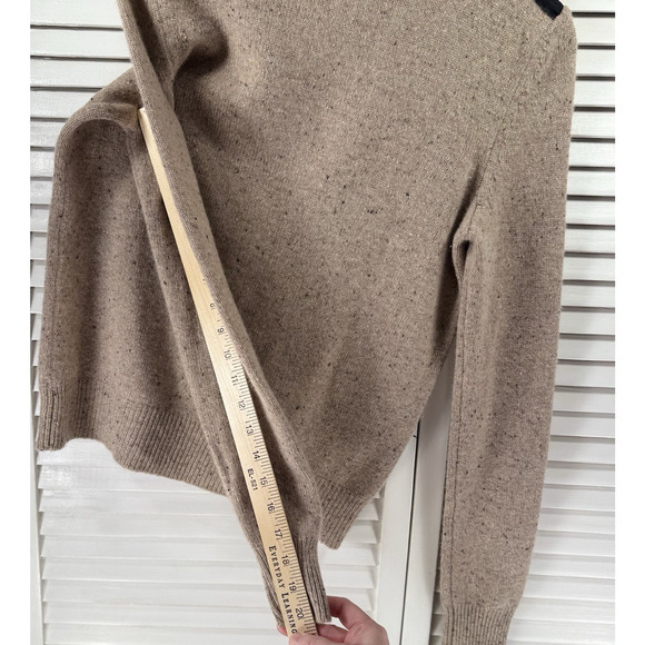 Aqua 100% Cashmere Sweater Zip Shoulder Light Brown Womens SIZE MEDIUM Luxury - Picture 12 of 12